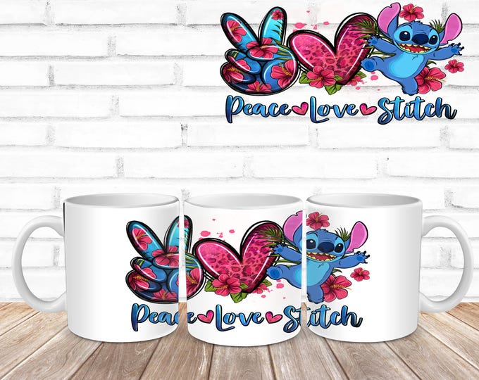 Peace Love Stitch Coffee Cup
