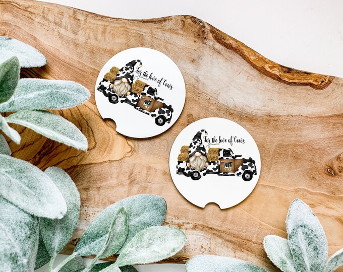 For The Love of Cows Car Coaster Set of 2