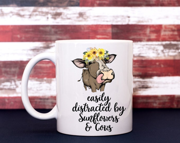 Easily distracted By Cows  Coffee Cup