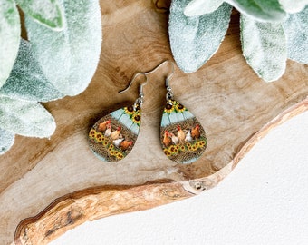 Chicken Print Teardrop Earrings