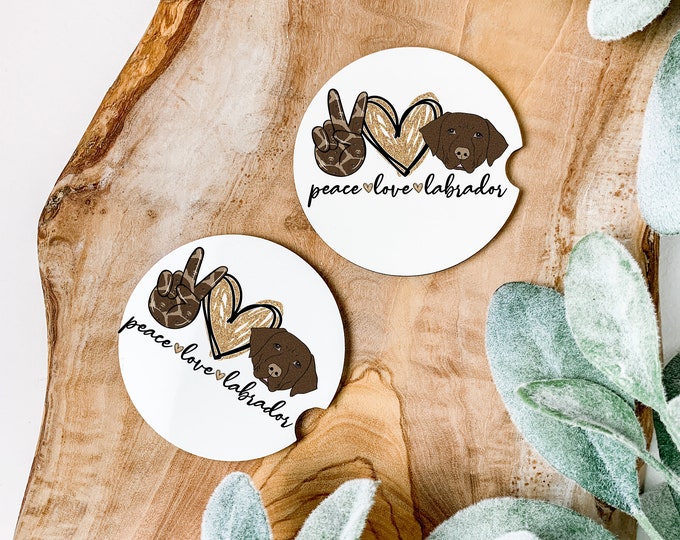 Peace Love Labrador Car Coaster Set of 2