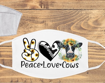 Peace Love Cows Mask
