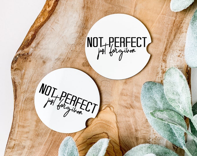 Not Perfect Just Forgiven Set of 2 Car Coasters
