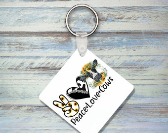 Peace Love Cows Keychain