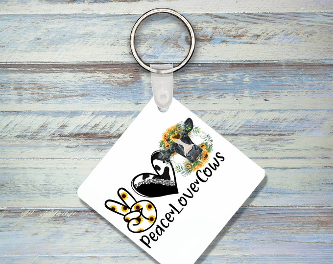 Peace Love Cows Keychain