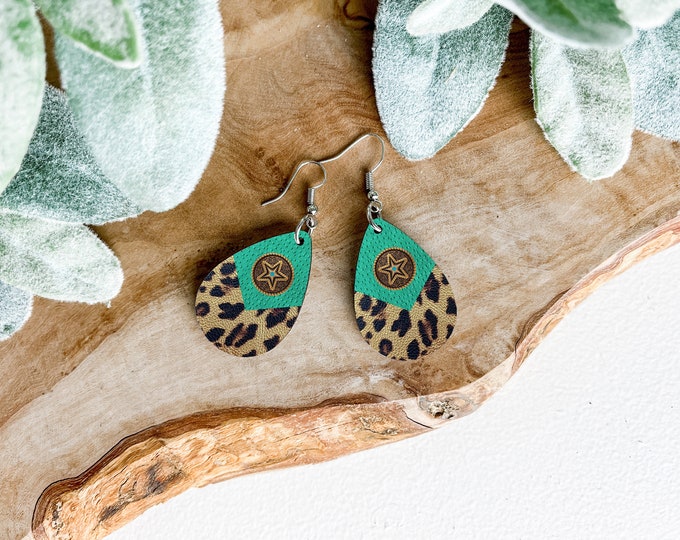 Cow Print Teardrop 2 Sided Earrings