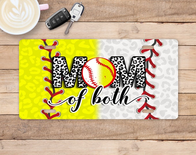 Mom Of Both Baseball Softball License Plate