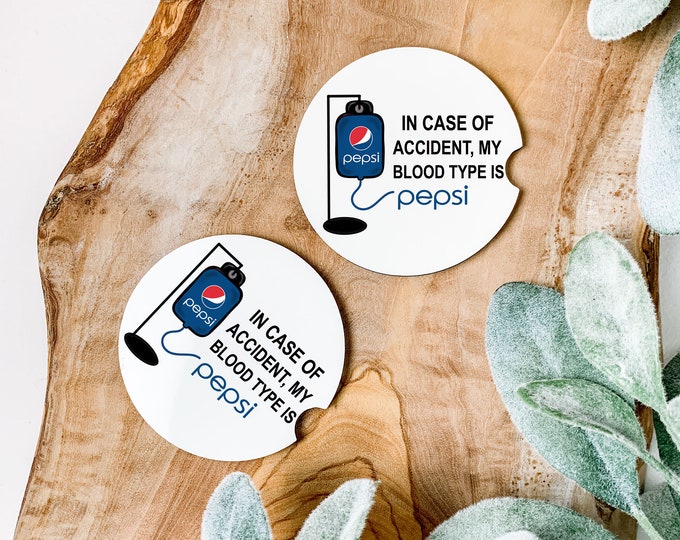 In case of accident Soda Car Coasters  Set of 2