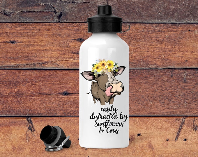 Easily distracted By Cows Water Bottle