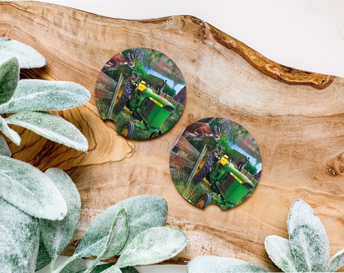 Tractor & Deer Coaster Set of 2
