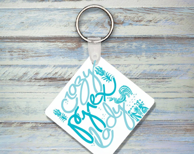 Crazy Pyrex Lady Keychain