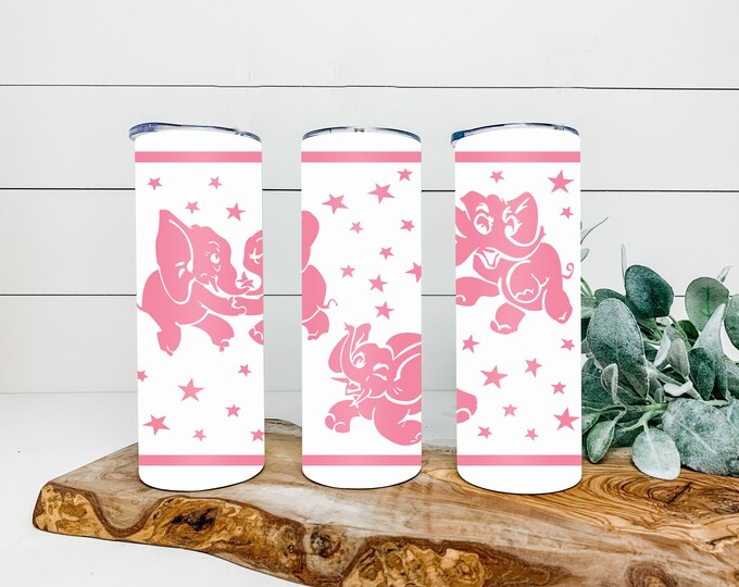 Pyrex Pink Elephant Design Skinny 20 oz Tumbler
