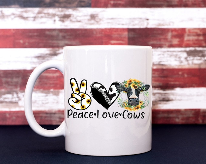 Peace Love Cows Coffee Cup