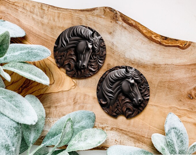 Brown Horse Print  Coaster Set of 2