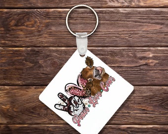Peace Love Cows Keychain