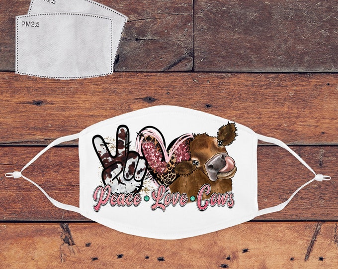 Peace Love Cows Mask