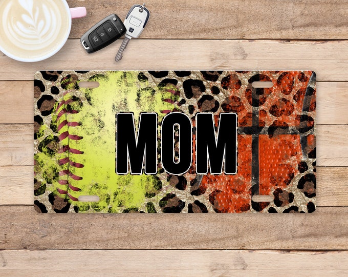 Mom softball Basketball License Plate