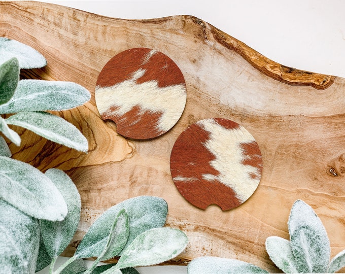 Cow Print Brown  Coaster Set of 2