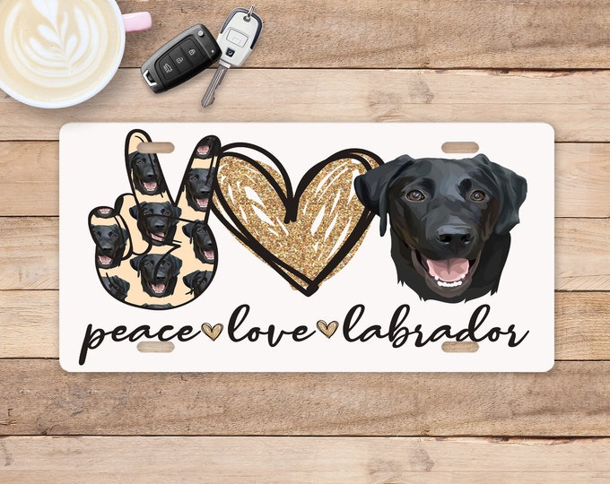 Peace Love Black Labrador License Plate