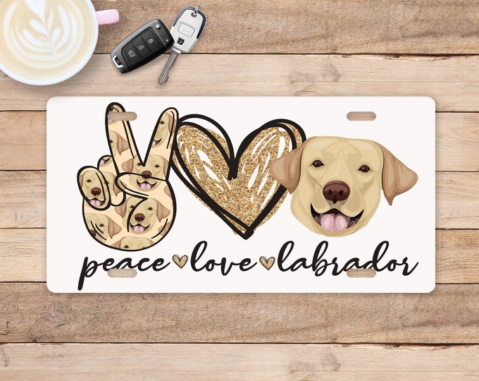 Peace Love Yellow Labrador License Plate