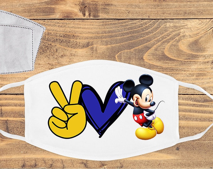 Peace Love Mickey Mask