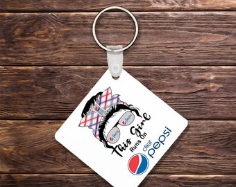 In This Girl Runs On Diet SOda Keychain
