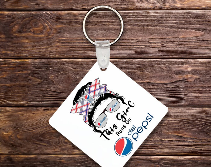 In This Girl Runs On Diet SOda Keychain
