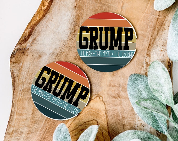 Grumpy The Man The Myth The Legend Car Coaster Set of 2
