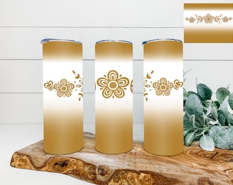 Butterfly Gold  Pyrex 3 Designs Skinny 20 oz Tumbler