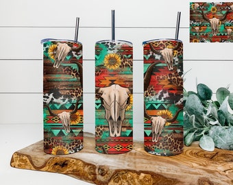 Skinny Desert Southwest Skull 20 oz Tumbler