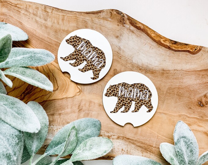 Mama Bear Car Coasters Set of 2