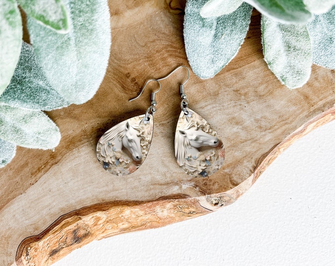 Horse Print Teardrop Earrings