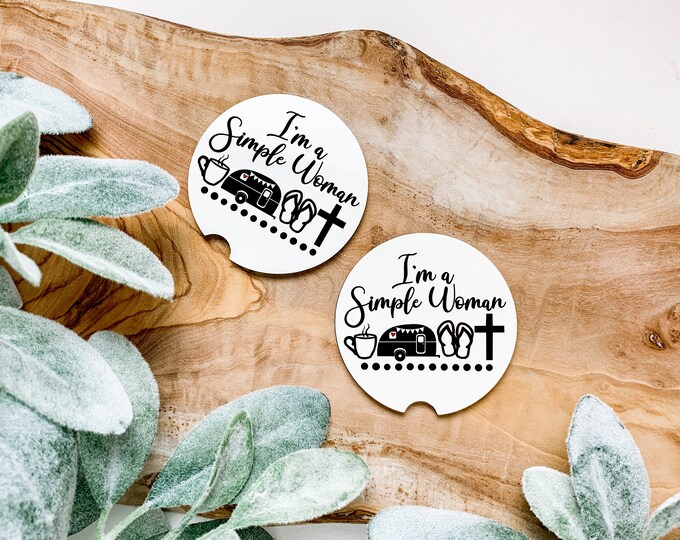 I'm A Simple Women Set of 2 Car Coasters