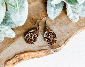 Leopard Print Teardrop Earrings