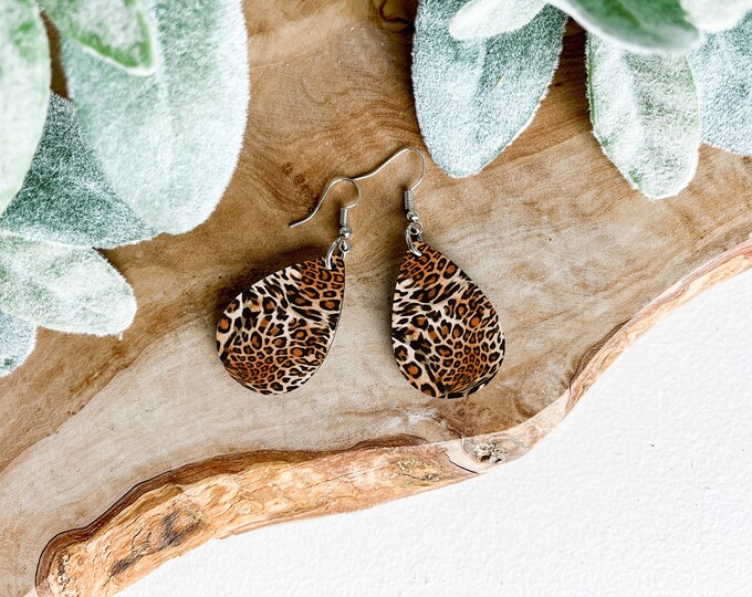 Leopard Print Teardrop Earrings