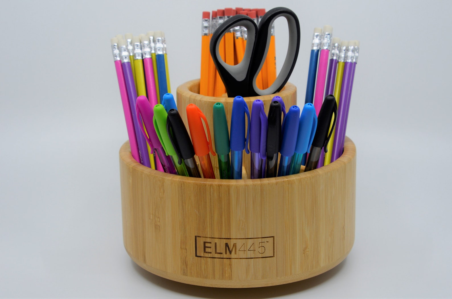 EcoFriendly Bamboo Rotating Pen and Pencil Holder Organizer Etsy