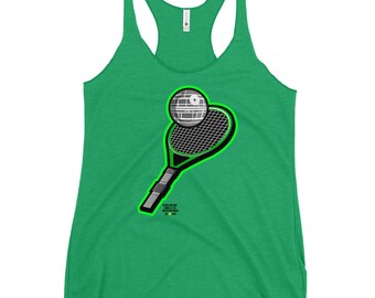 Star Wars Tennis Tank Top - Lightsaber Racket Death Star Tennis Gift - Tennis Racerback Tank - Printed Tennis Tank Top