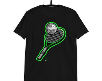 Unisex Star Wars Tennis T Shirt - Racket and Tennis Ball Printed/Graphic Shirt - Cool Crew Neck Exercise/Sport Tee - Gift for Sports Lovers
