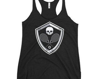 Skull & Rackets Women's Racerback Tank Tennis Gift - Printed Tennis Tank Top - Gift for Tennis Lovers