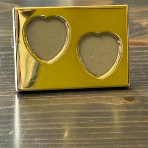 Vintage Hallmark Double Heart Picture Frame | Mini Gold Tone Twin Heart Photo Frame | Romantic Wedding Anniversary Keepsake
