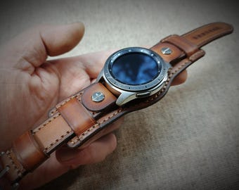 Handmade Leather Bund Watch Strap, Vintage Military Smartwatch Band20, 22, 24mm