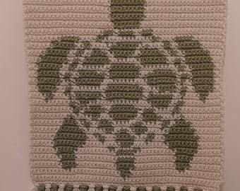 Crochet Turtle Wall Hanging, 19"x14", Handmade