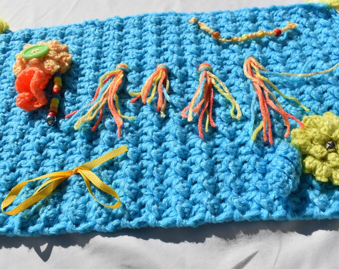 Alzheimers, Dementia Fidget Mat and Cuff Set, Fiddle Mat, Twiddle Mat, Sensory Mat, Crochet