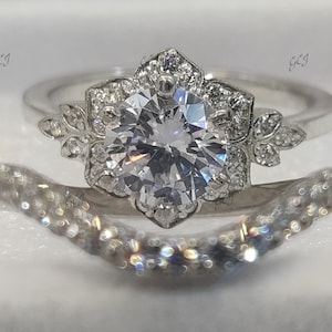 Vintage 2.20 Ct White Round Cut Diamond Wedding Ring Set In 925 Sterling Silver,Antique Wedding Ring,Moissanite Ring,Bridal Ring Set