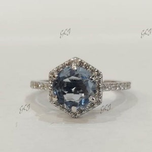 Vintage 2.20 CT Aquamarine Round Cut Diamond Engagement Wedding Ring in 925 Sterling Silver,Aquamarine Ring,Anniversary Ring,Gift For Her