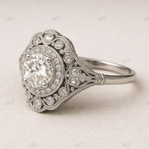 Art Deco 1.0 CT White Princess Cut Diamond Engagement Wedding Ring