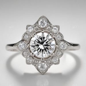 Old European Diamond Edwardian Ring In 925 Sterling Silver,Antique Engagement Ring,Vintage Ring,Art Deco Ring,Milgrain Ring,Gift For Her