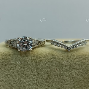 1930s Vintage 2.0 CT White Round Cut Diamond Engagement Wedding Ring Set In 925 Sterling Silver,Antique Engagement Ring,Anniversary Ring