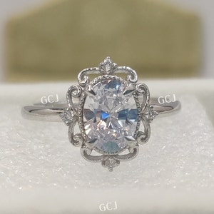 Filigree 2.0 CT White Oval Diamond Engagement Ring,Gift For Her,Antique Engagement Ring,Edwardian Ring,Moissanite Engagement Ring,Art Deco