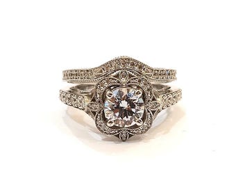 Antique Art Deco 2.0Ct White Round Wedding Engagement Bridal Ring Set 925 Sterling Silver,Vintage Engagement Ring,Anniversary Ring For Women